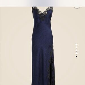 Elegant Navy Blue Lace Slip Dress